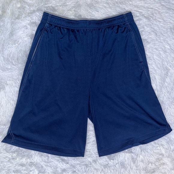 REEBOK Men’s Navy Blue Poly Athletic Basketball Shorts Medium - Picture 1 of 11